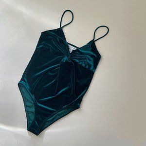 Green Velvet Twist Bodysuit